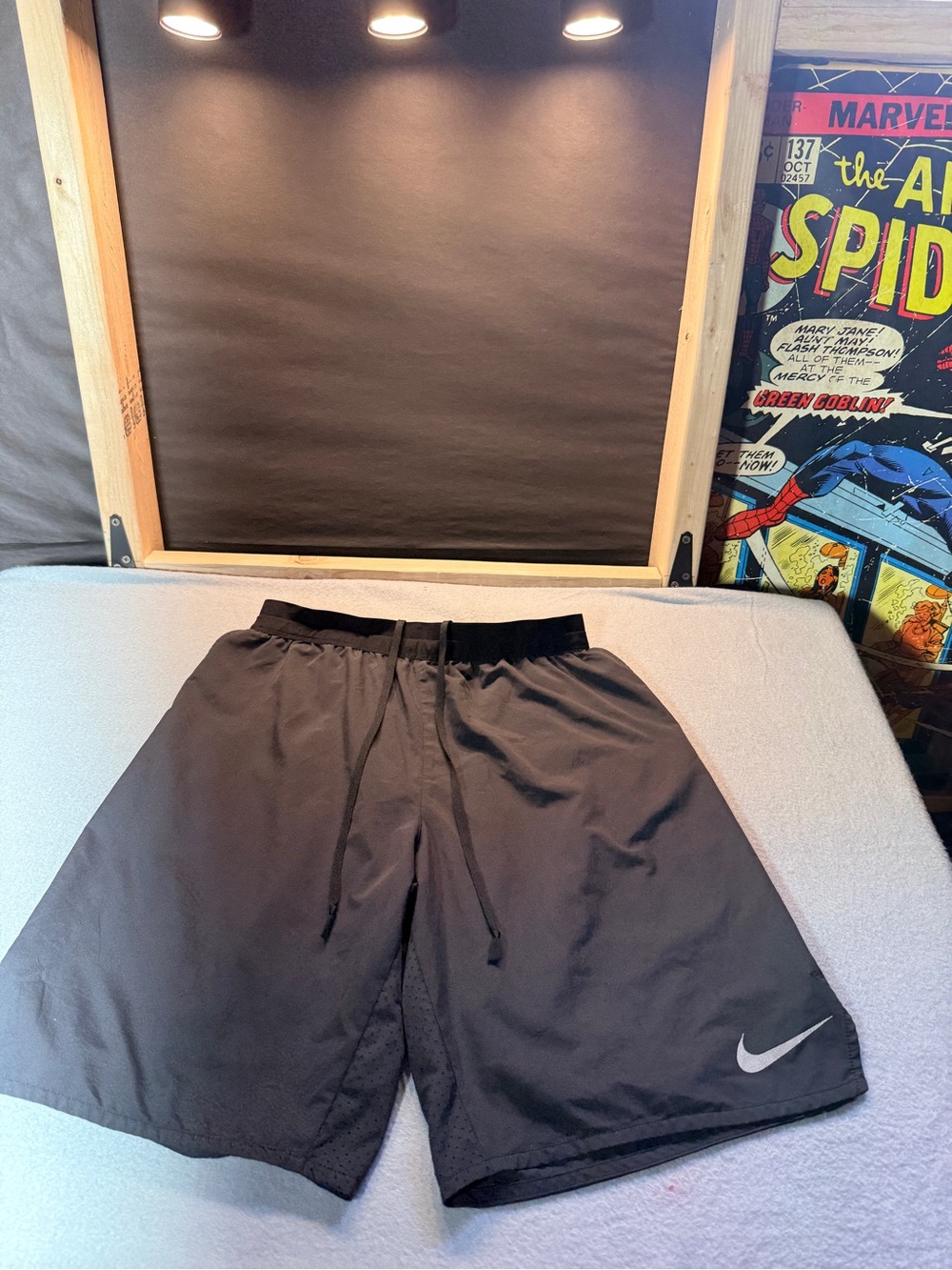Nike Men’s Dark Gray Athletic Shorts with Reflective Swoosh
